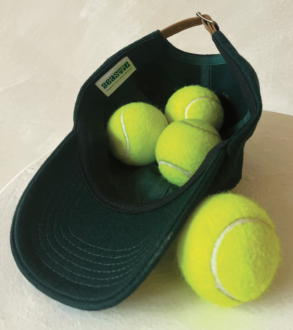 Beastie branded cap with tennis balls — brand kit by Kaleidoscope