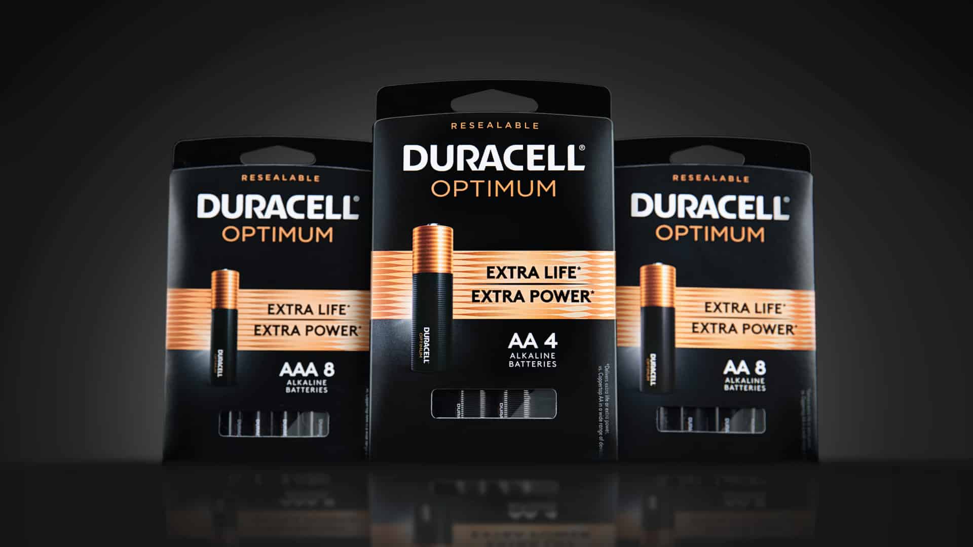 Duracell Optimum resealable battery packaging opening experience showing peel-back lid by Kaleidoscope