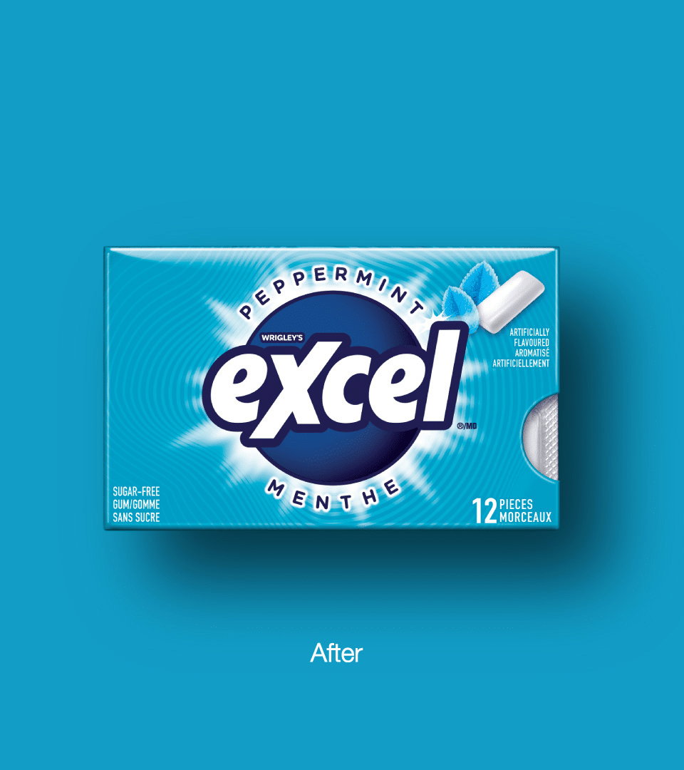 Mars Excel Gum refreshed packaging design after — CPG packaging by Kaleidoscope