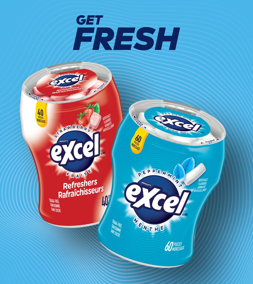 Mars Excel Gum Strawberry Refreshers and Peppermint packaging design by Kaleidoscope