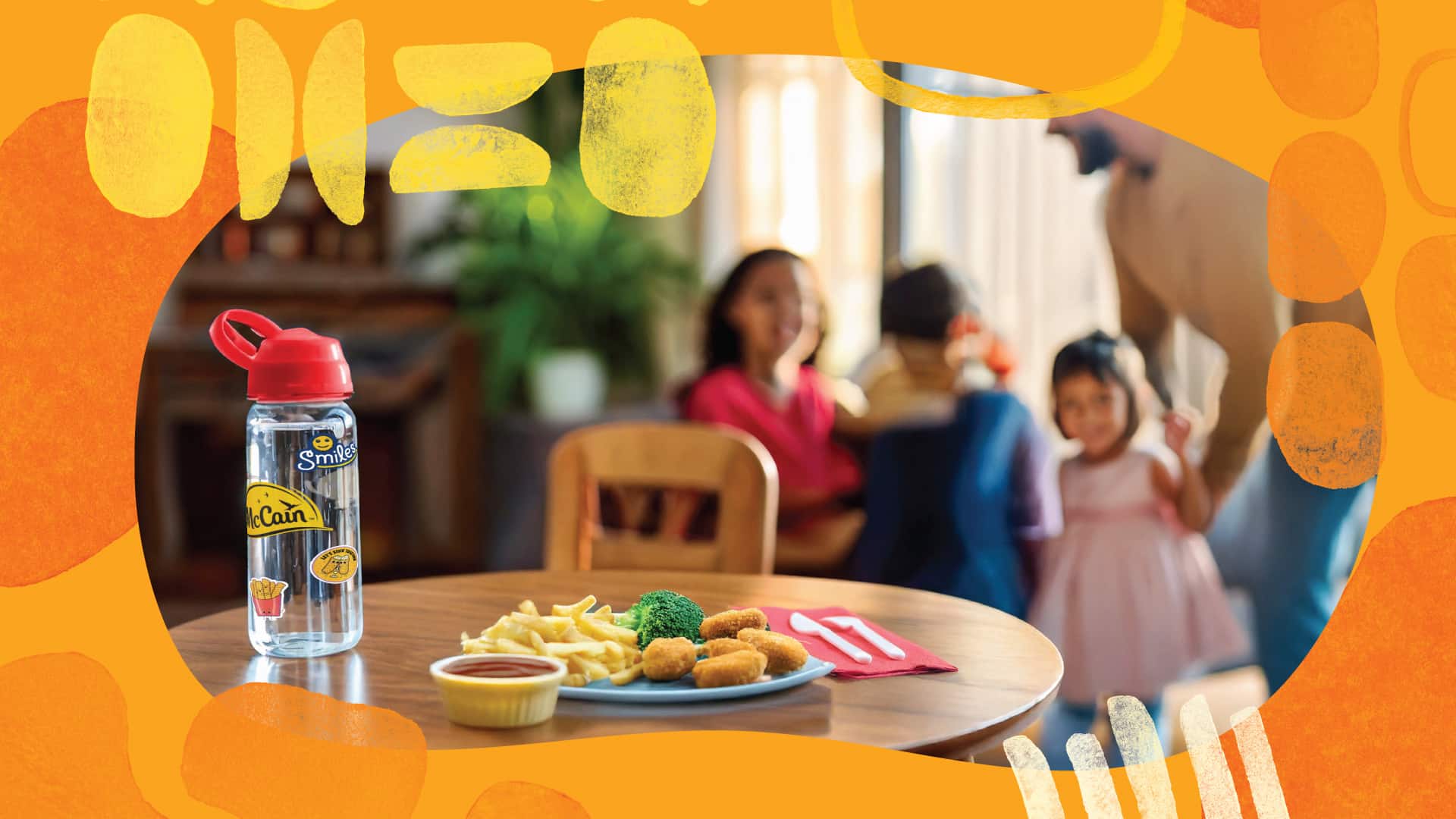 McCain Smiles brand world lifestyle photography with family dinner scene by Kaleidoscope