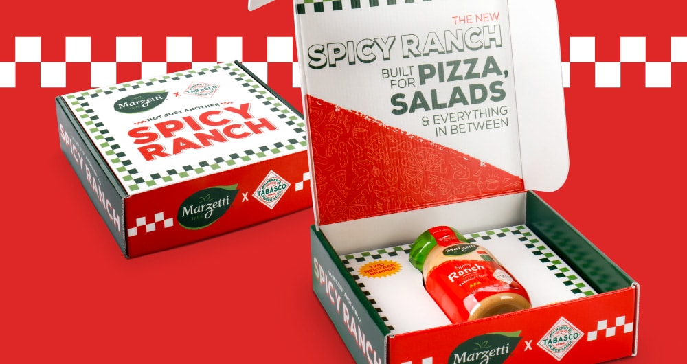 Marzetti x Tabasco Spicy Ranch CPG brand kit designed by Kaleidoscope
