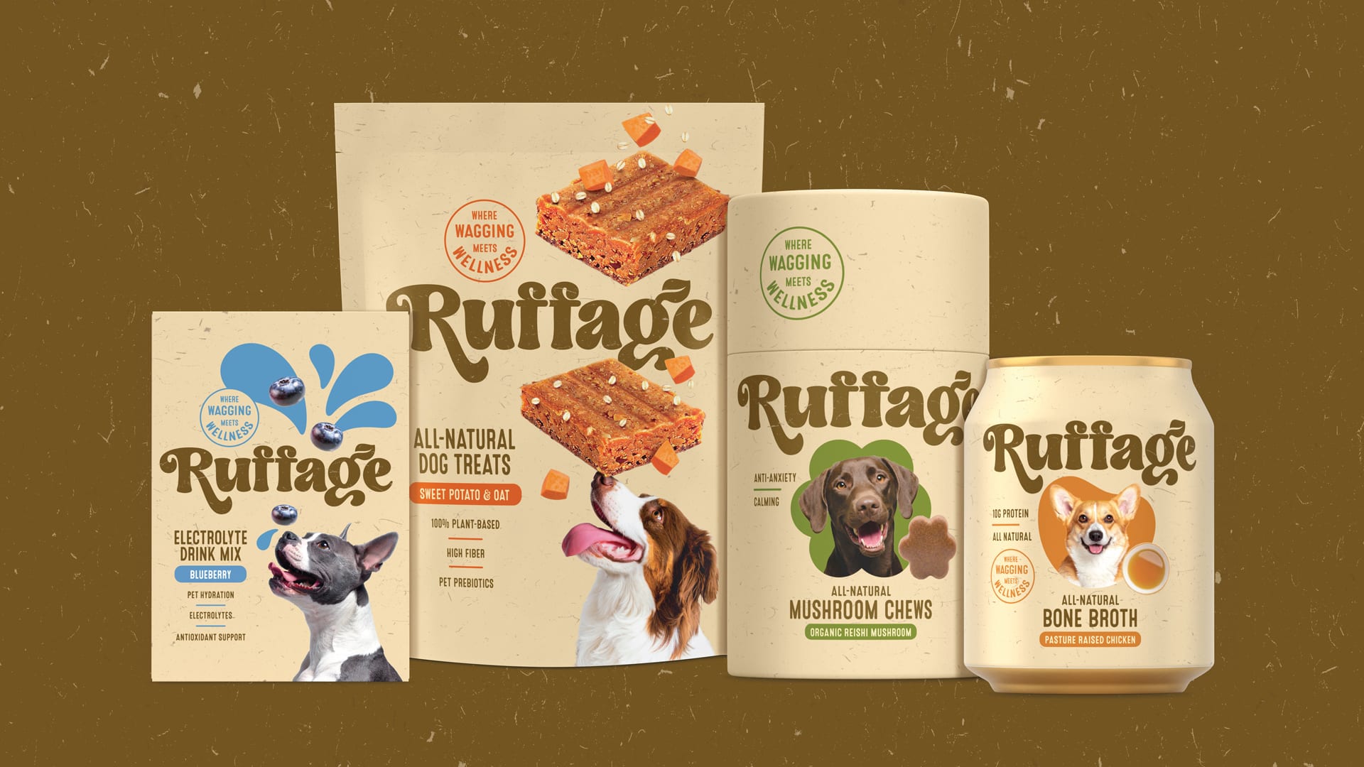Ruffage AI packaging design full product range by Kaleidoscope