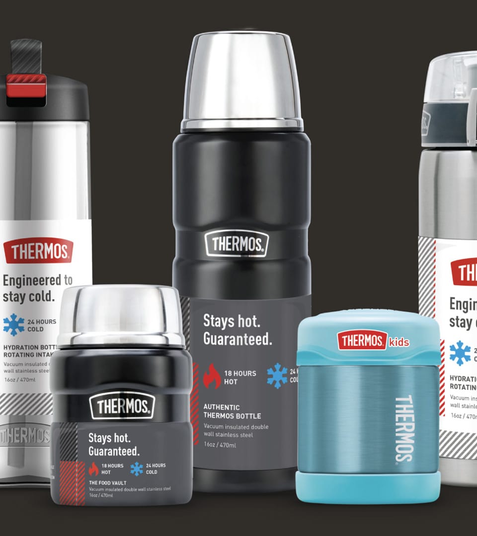 Thermos brand positioning and packaging design by Kaleidoscope