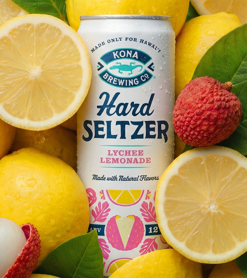 Kona Brewing Co hard seltzer CPG packaging design by Kaleidoscope