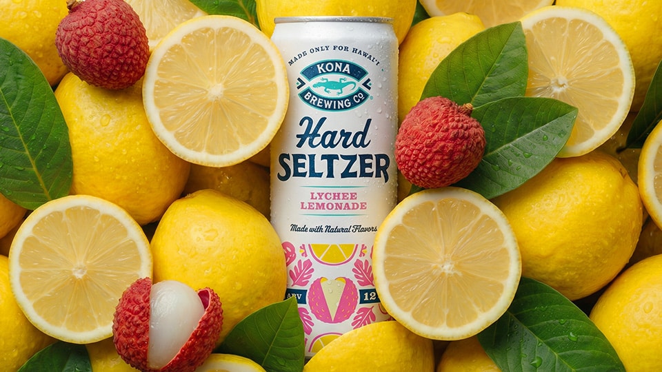 Kona Brewing Co hard seltzer CPG packaging design by Kaleidoscope