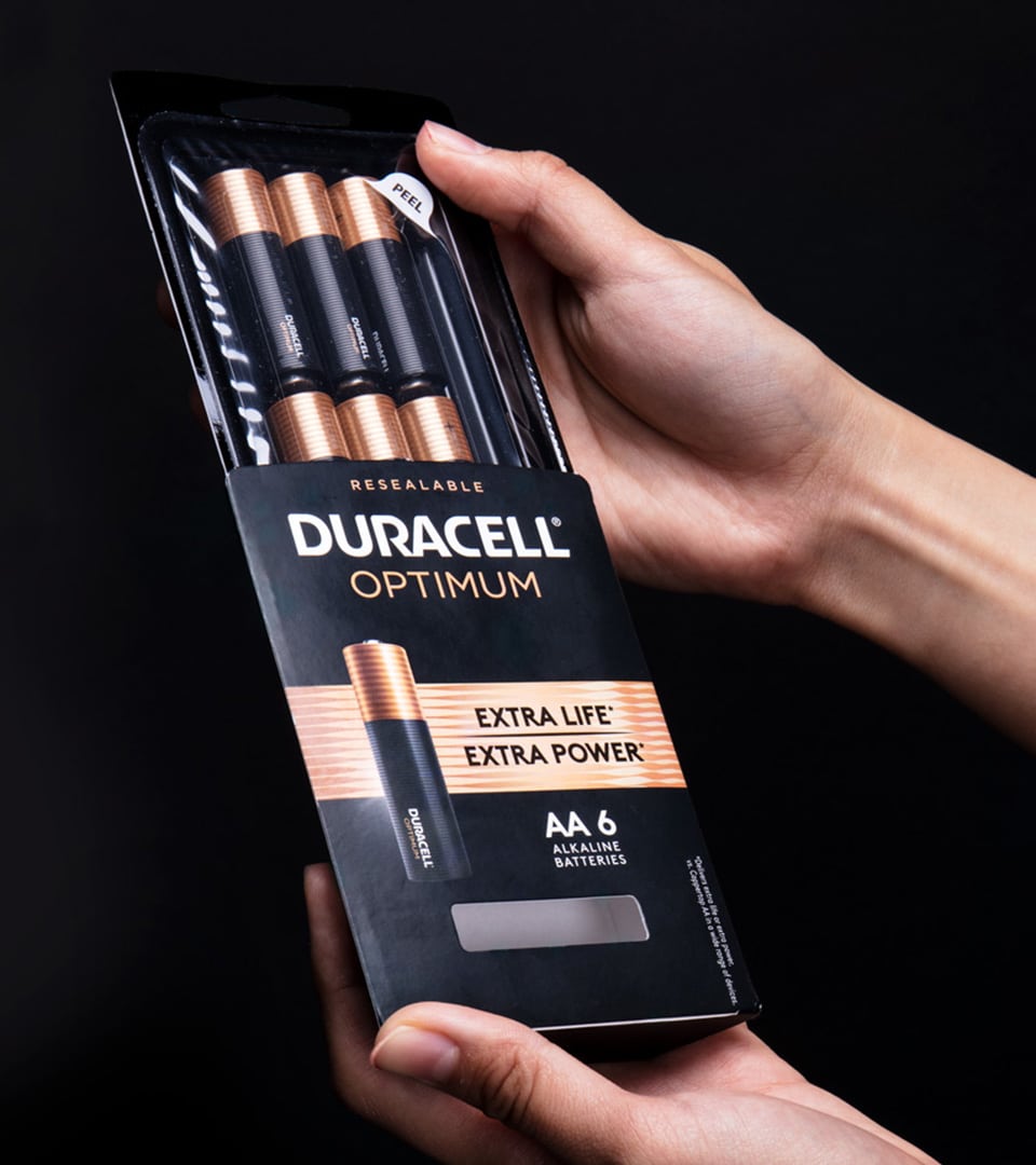 Duracell Optimum structural packaging design by Kaleidoscope