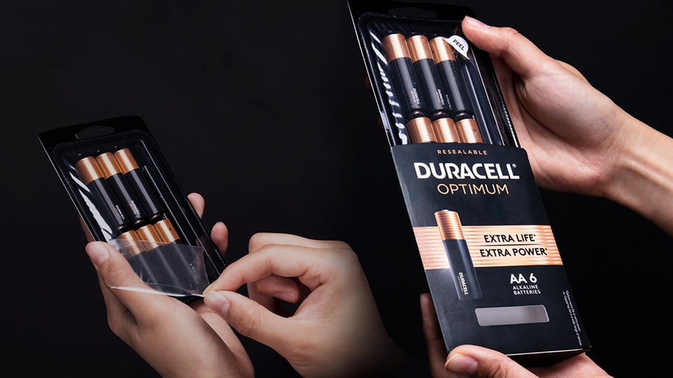 Duracell Optimum structural packaging design by Kaleidoscope