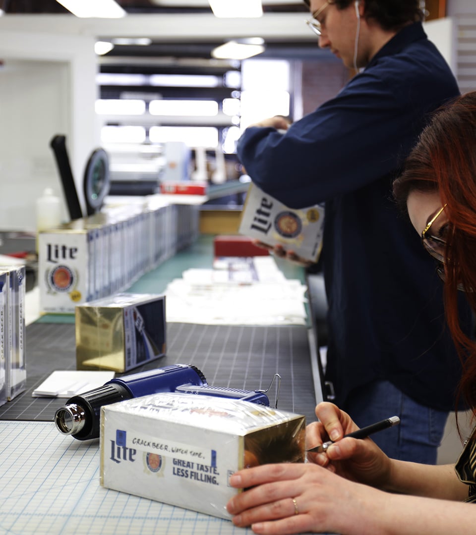 Miller Lite packaging comps and kitting assembly by Kaleidoscope