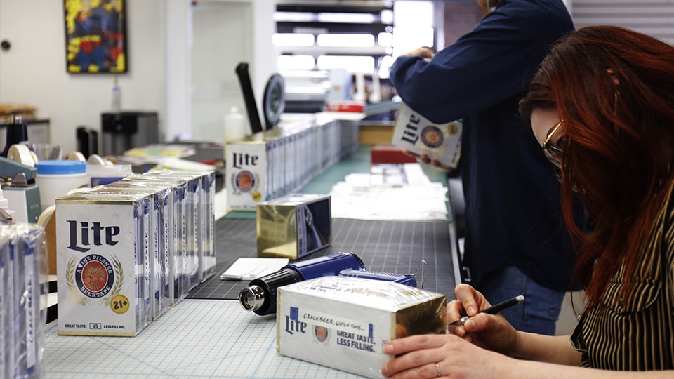 Miller Lite packaging comps and kitting assembly by Kaleidoscope
