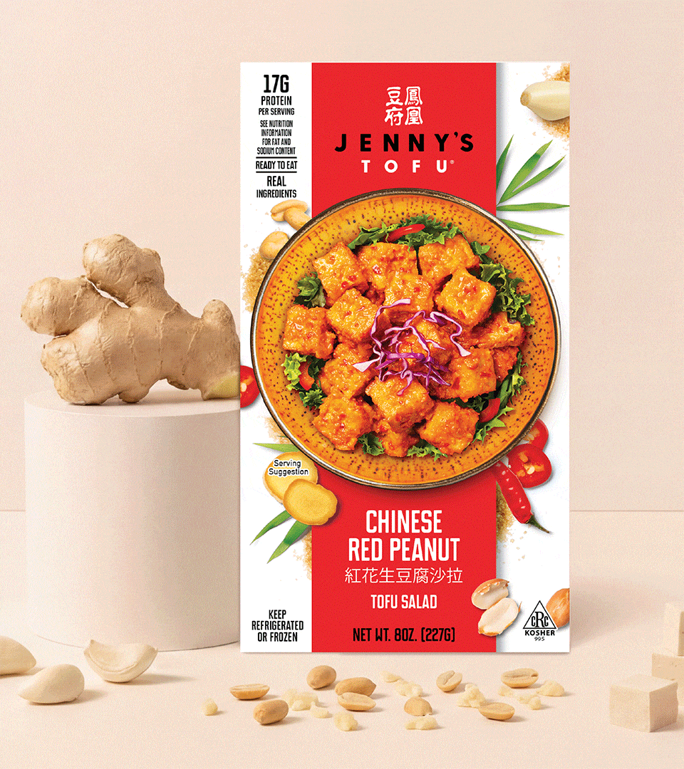Jenny's Tofu packaging design portfolio case study by Kaleidoscope